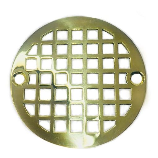 Geometric-No.-7-3.25-Round-Shower-Drain-Cover-Polished-Brass