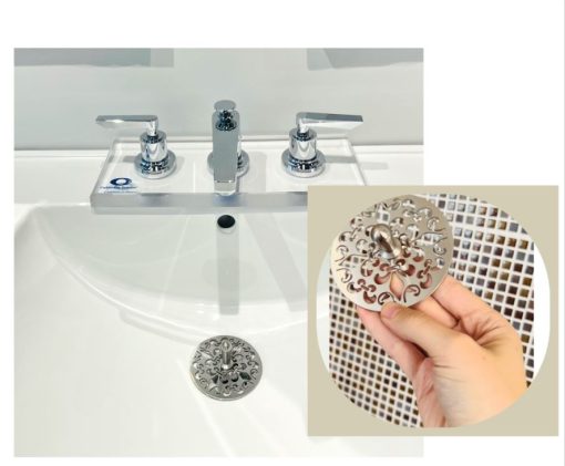 Fleur-De-Lis kitchen sink stopper brushed stainless steel Designer Drains