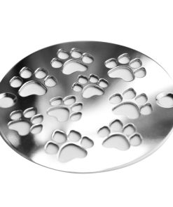 Dog Paws Round shower Drain, Polished Stainless