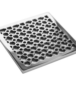 Square Shower Drain Cover, FloFX Replacement, Architecture No. 5, Polished Stainless