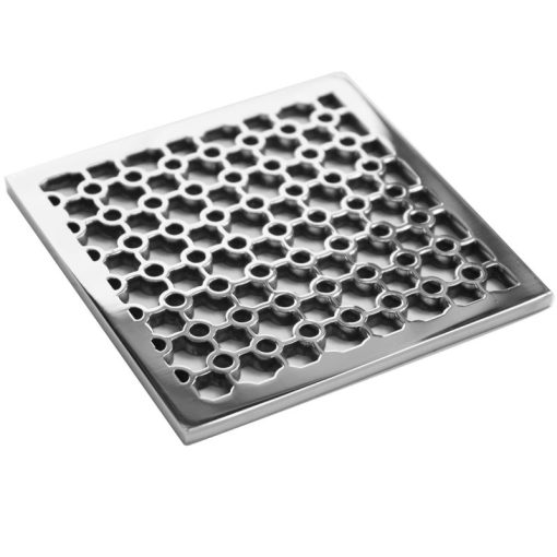 Square Shower Drain Cover, FloFX Replacement, Architecture No. 5, Polished Stainless